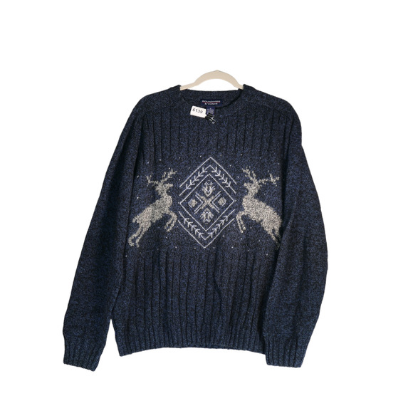 Roundtree Yorke Sweater Mens XL Blue Fair Isle Wool Blend Cozy Winter Wardrobe - Picture 7 of 12